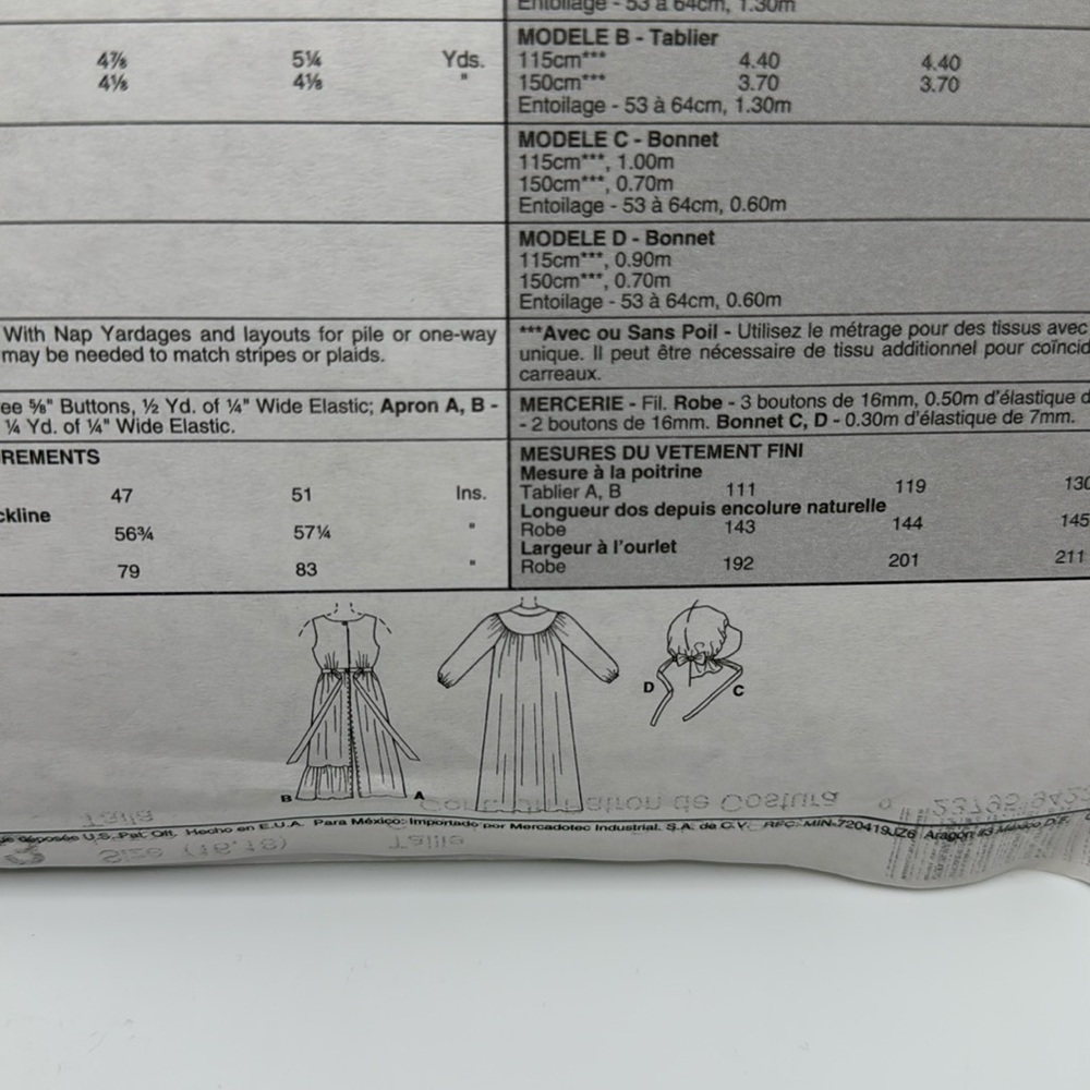 McCall's Pioneer Costumes Pattern 9423 Size Large (16,18) - Picture 4 of 5
